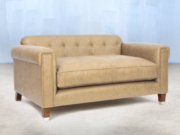 Hipster 2 Seat Chesterfield Sofa In Mushroom Ol' School Leather