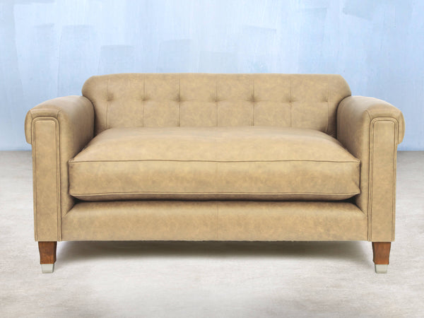 Hipster 2 Seat Chesterfield Sofa In Mushroom Ol' School Leather