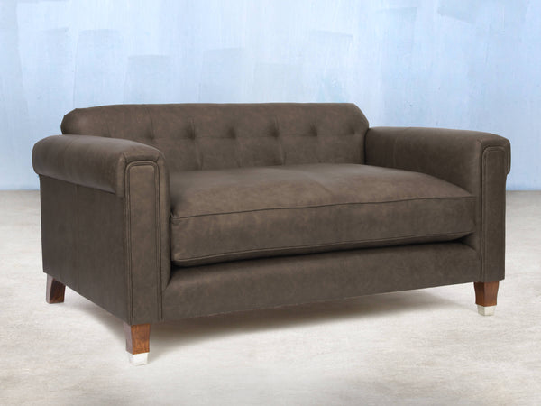 Hipster 2 Seat Chesterfield Sofa In Pewter Ol' School Leather