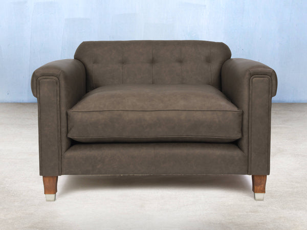 Hipster Chesterfield Snuggler In Pewter Ol' School Leather