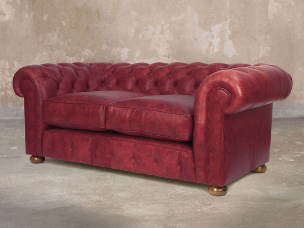 Ol' Cully 2 Seat Chesterfield Sofa In Currant Seasoned Leather