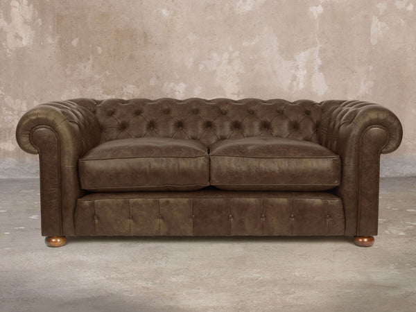 Ol' Cully 3 Seat Chesterfield Sofa In Chocolate Seasoned Leather