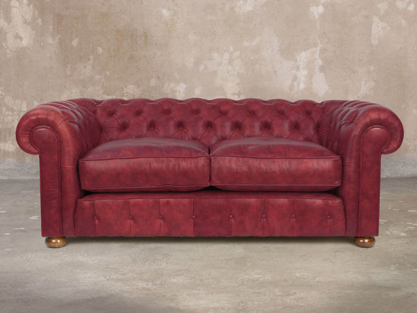 Ol' Cully 3 Seat Chesterfield Sofa In Currant Seasoned Leather