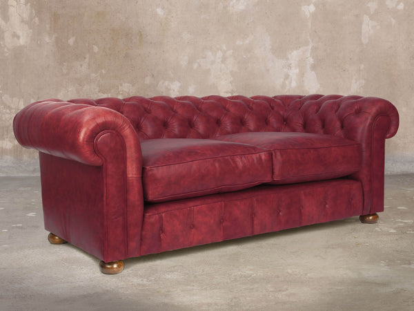 Ol' Cully 3 Seat Chesterfield Sofa In Currant Seasoned Leather