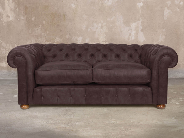 Ol' Cully 3 Seat Chesterfield Sofa In Rosewood Seasoned Leather