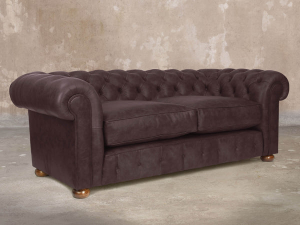 Ol' Cully 3 Seat Chesterfield Sofa In Rosewood Seasoned Leather