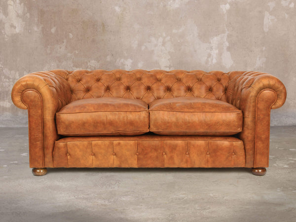 Ol' Cully 3 Seat Chesterfield Sofa In Rust Seasoned Leather