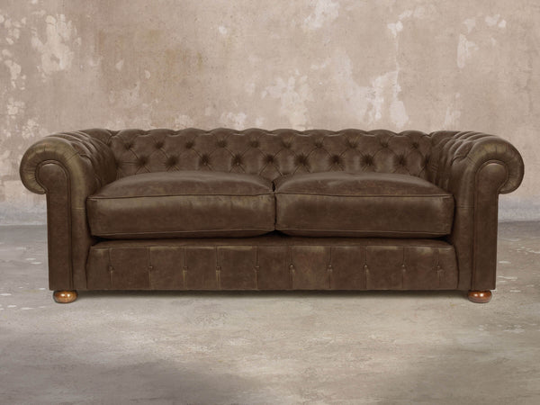 Ol' Cully 4 Seat Chesterfield Sofa In Chocolate Seasoned Leather