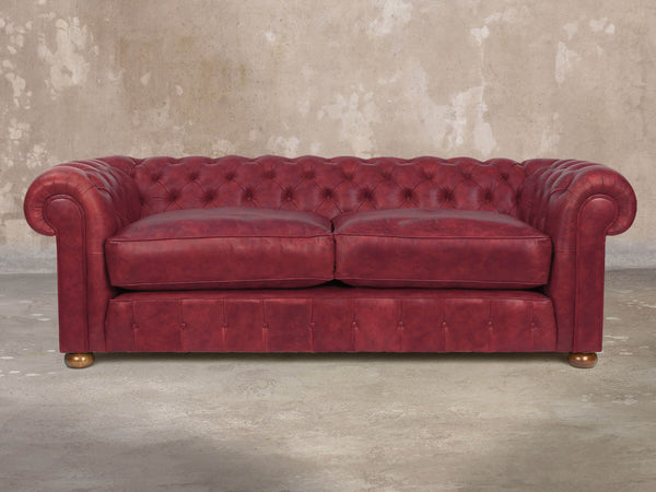 Ol' Cully 4 Seat Chesterfield Sofa In Currant Seasoned Leather