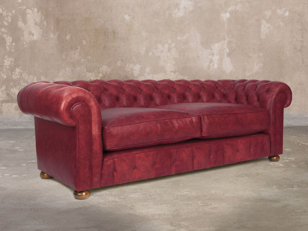 Ol' Cully 4 Seat Chesterfield Sofa In Currant Seasoned Leather