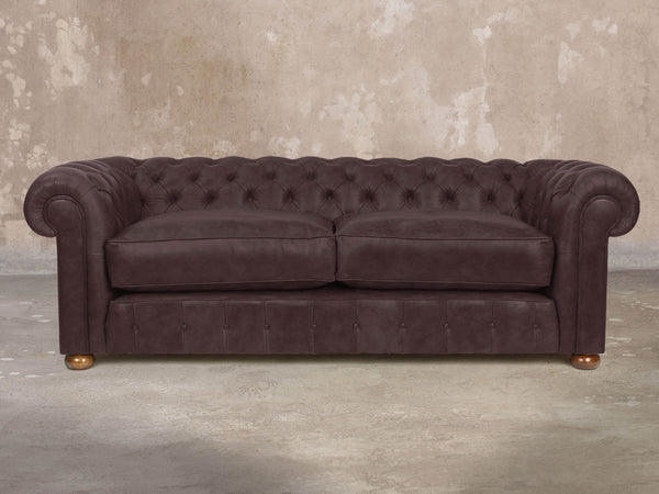 Ol' Cully 4 Seat Chesterfield Sofa In Rosewood Seasoned Leather