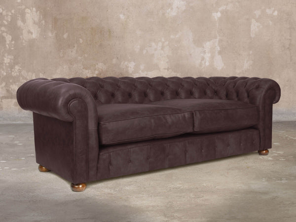 Ol' Cully 4 Seat Chesterfield Sofa In Rosewood Seasoned Leather