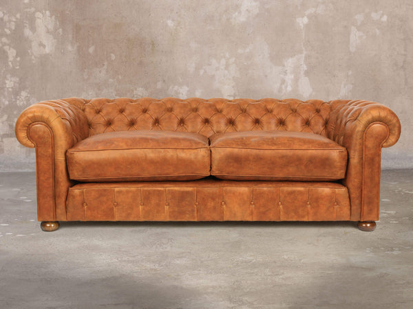 Ol' Cully 4 Seat Chesterfield Sofa In Rust Seasoned Leather