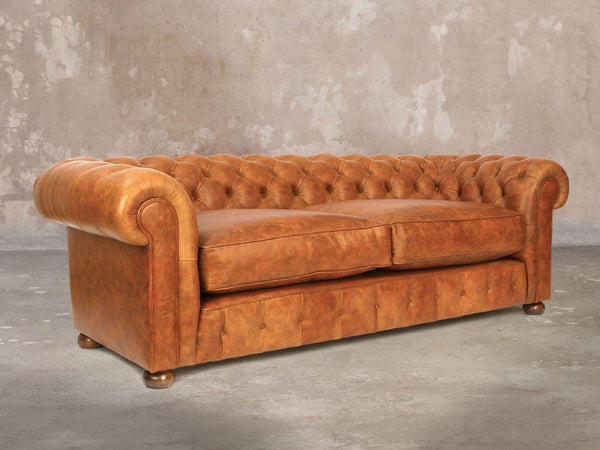 Ol' Cully 4 Seat Chesterfield Sofa In Rust Seasoned Leather