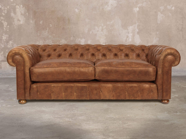 Ol' Cully 4 Seat Chesterfield Sofa In Walnut Seasoned Leather