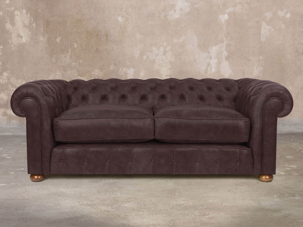 Ol' Cully Bigger 3 Seat Chesterfield Sofa In Rosewood Seasoned Leather