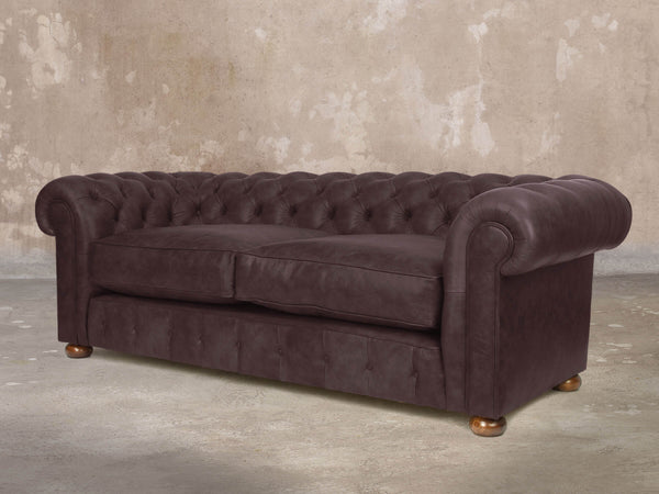 Ol' Cully Bigger 3 Seat Chesterfield Sofa In Rosewood Seasoned Leather