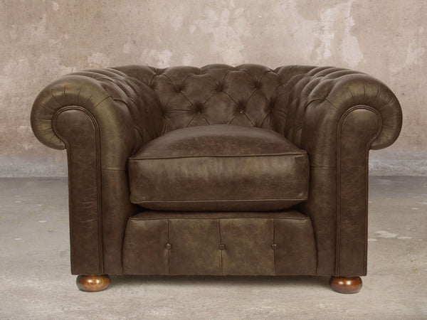 Ol' Cully Chesterfield Chair In Chocolate Seasoned Leather