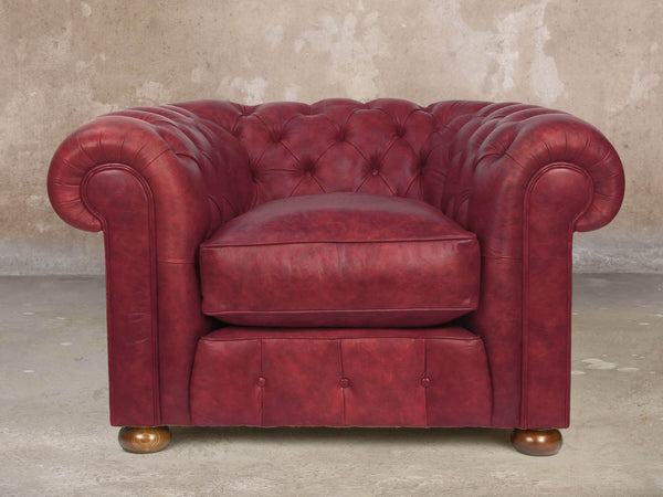 Ol' Cully Chesterfield Chair In Currant Seasoned Leather