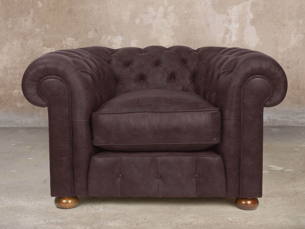 Ol' Cully Chesterfield Chair In Rosewood Seasoned Leather