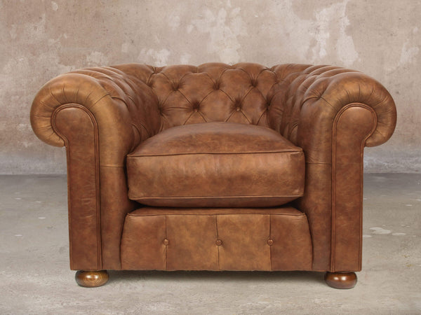 Ol' Cully Chesterfield Chair In Walnut Seasoned Leather