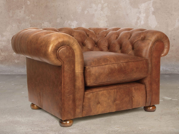 Ol' Cully Chesterfield Chair In Walnut Seasoned Leather