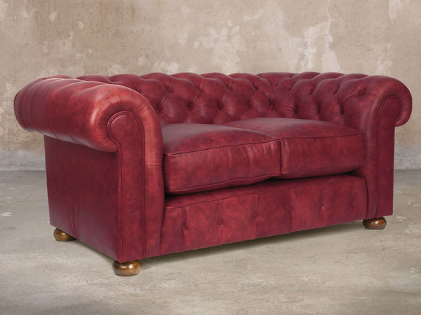 Ol' Cully Snug 2 Seat Chesterfield Sofa In Currant Seasoned Leather