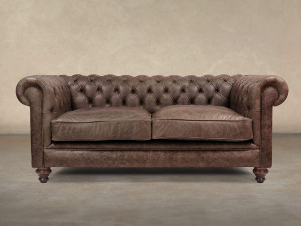 Ollie 2 Seat Chesterfield Sofa In Roast Rustic Leather