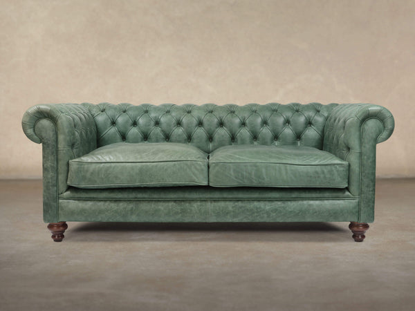 Ollie 3 Seat Chesterfield Sofa In Shamrock Rustic Leather