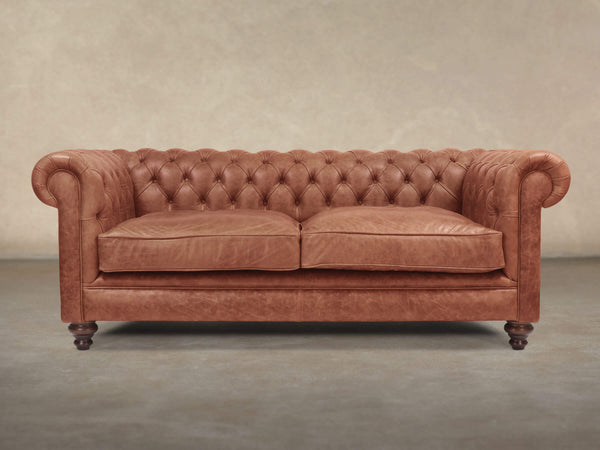 Ollie 3 Seat Chesterfield Sofa In Tawny Rustic Leather