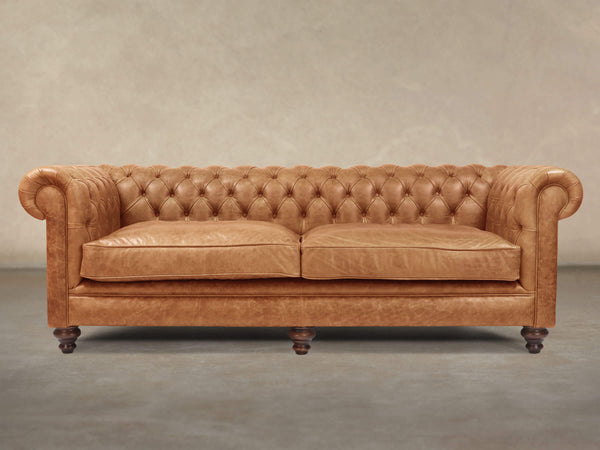 Ollie 4 Seat Chesterfield Sofa In Butterscotch Rustic Leather