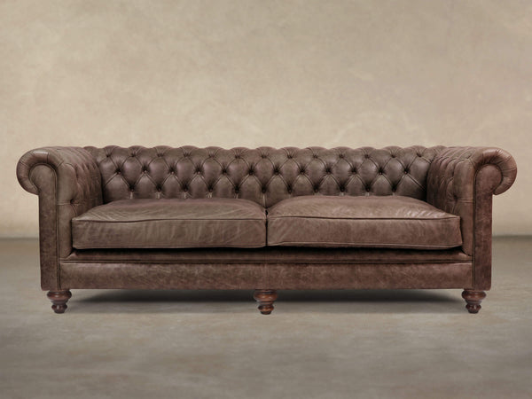 Ollie 4 Seat Chesterfield Sofa In Roast Rustic Leather