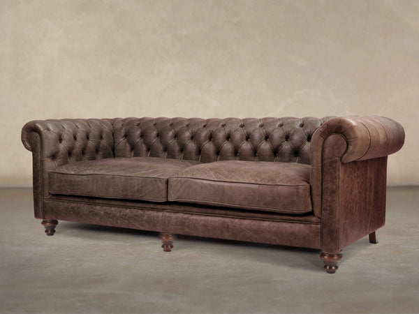 Ollie 4 Seat Chesterfield Sofa In Roast Rustic Leather