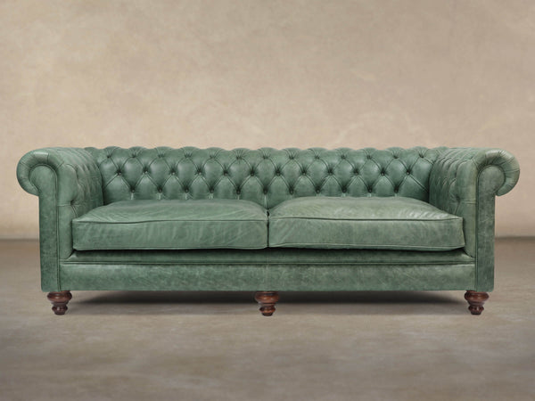 Ollie 4 Seat Chesterfield Sofa In Shamrock Rustic Leather