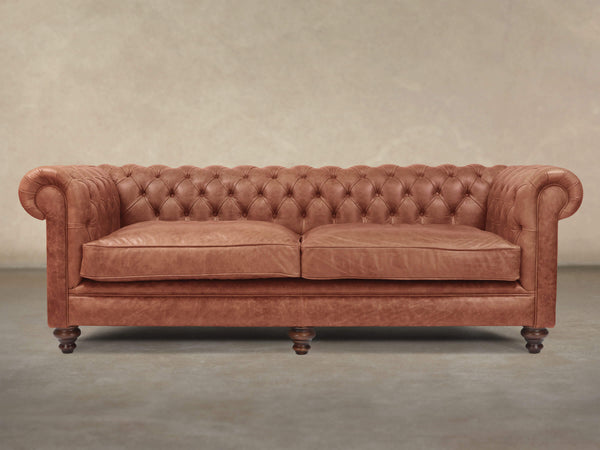 Ollie 4 Seat Chesterfield Sofa In Tawny Rustic Leather