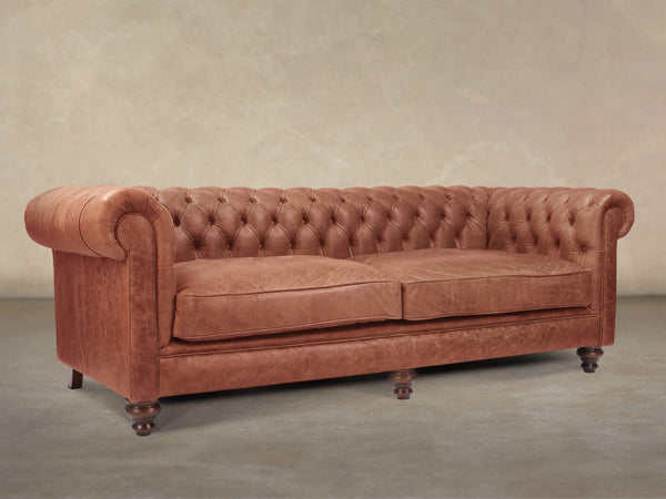 Ollie 4 Seat Chesterfield Sofa In Tawny Rustic Leather