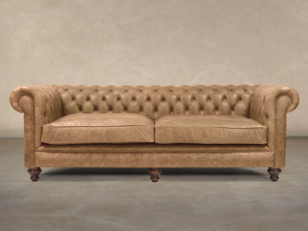 Ollie 4 Seat Chesterfield Sofa In Wheatmeal Rustic Leather