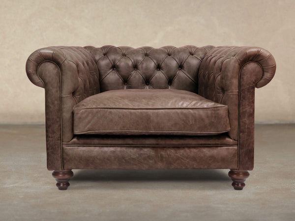 Ollie Chesterfield Chair In Roast Rustic Leather