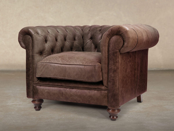 Ollie Chesterfield Chair In Roast Rustic Leather