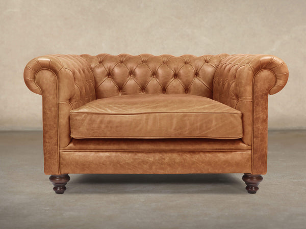 Ollie Chesterfield Snuggler In Butterscotch Rustic Leather