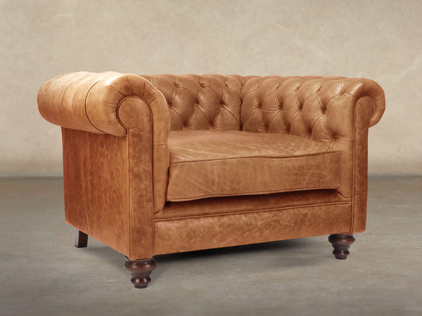 Ollie Chesterfield Snuggler In Butterscotch Rustic Leather