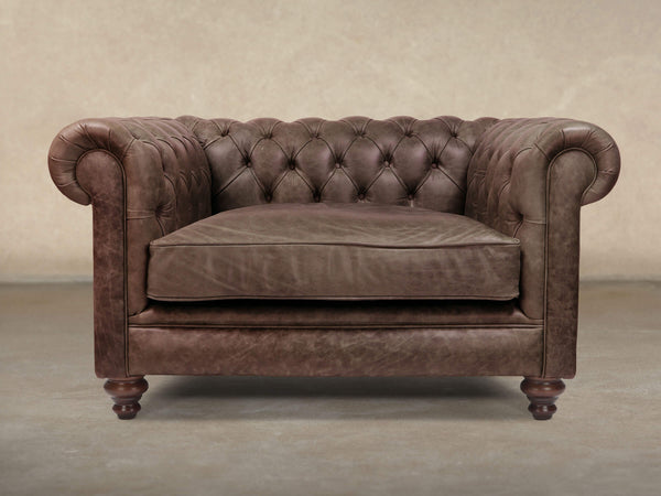 Ollie Chesterfield Snuggler In Roast Rustic Leather