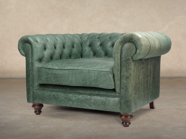 Ollie Chesterfield Snuggler In Shamrock Rustic Leather