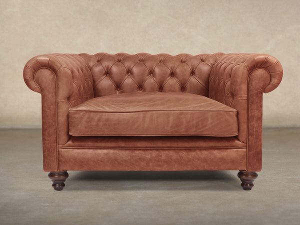 Ollie Chesterfield Snuggler In Tawny Rustic Leather