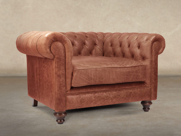 Ollie Chesterfield Snuggler In Tawny Rustic Leather