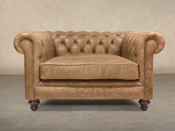 Ollie Chesterfield Snuggler In Wheatmeal Rustic Leather