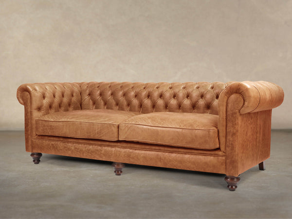 Ollie Extra Large Chesterfield Sofa In Butterscotch Rustic Leather