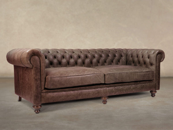 Ollie Extra Large Chesterfield Sofa In Roast Rustic Leather