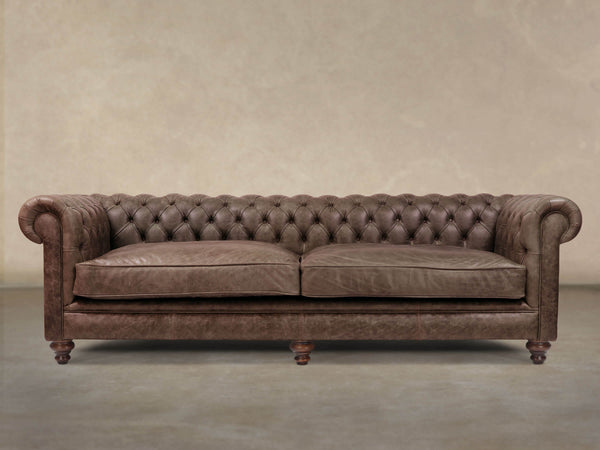 Ollie Extra Large Chesterfield Sofa In Roast Rustic Leather