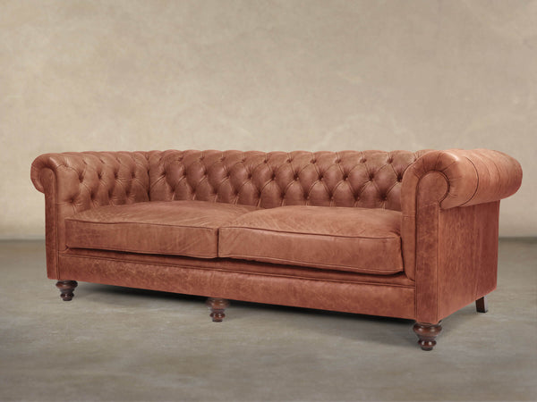 Ollie Extra Large Chesterfield Sofa In Tawny Rustic Leather